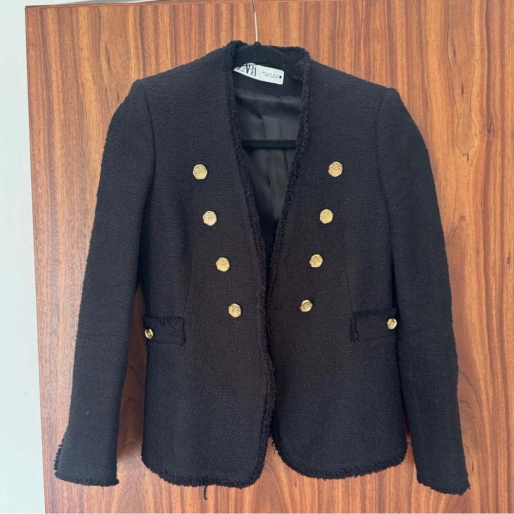 Zara black tweed jacket size S